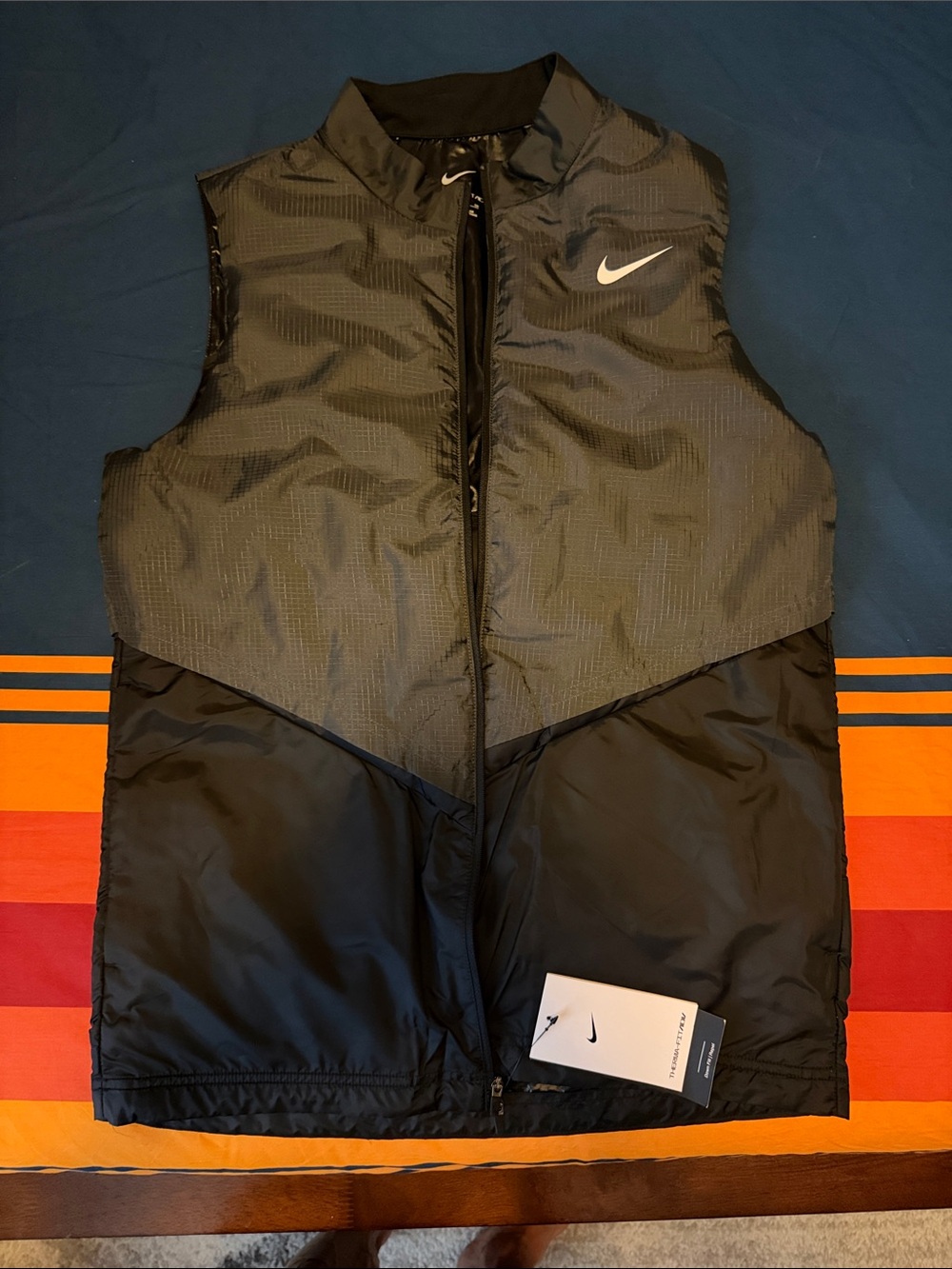 Nike Black and White Quilted Sleeveless Puffer Vest